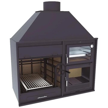 BARBACOA DE CARBÓN Y LEÑA CON ELEVADOR FRONTAL Y HORNO DE LEÑA FUSION 160 E - Imagen 1