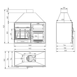 BARBACOA DE CARBÓN Y LEÑA CON ELEVADOR FRONTAL Y HORNO DE LEÑA FUSION 160 E - Imagen 2