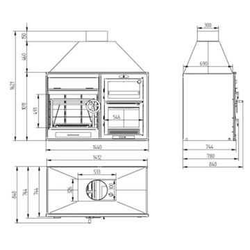 BARBACOA DE CARBÓN Y LEÑA CON ELEVADOR FRONTAL Y HORNO DE LEÑA FUSION 160 E - Imagen 2