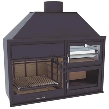 BARBACOA DE CARBÓN Y LEÑA CON ELEVADOR FRONTAL Y HORNO DE LEÑA FUSIÓN 200 E - Imagen 1