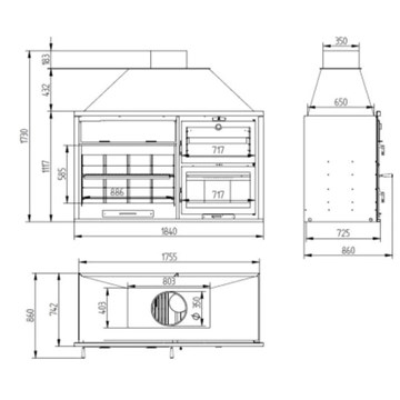 BARBACOA DE CARBÓN Y LEÑA CON ELEVADOR FRONTAL Y HORNO DE LEÑA FUSIÓN 200 E - Imagen 2