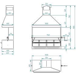 BARBACOA DE CARBÓN Y LEÑA CON PARAVIENTOS, CAMPANA Y ELEVADOR BVE-102 - Imagen 2