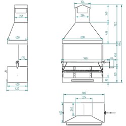 BARBACOA DE CARBÓN Y LEÑA CON PARAVIENTOS, CAMPANA Y ELEVADOR BVE-82 - Imagen 2