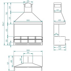 BARBACOA DE CARBÓN Y LEÑA CON PARAVIENTOS Y CAMPANA BV-102 - Imagen 2