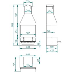 BARBACOA DE CARBÓN Y LEÑA CON PARAVIENTOS Y CAMPANA BV-62 - Imagen 2