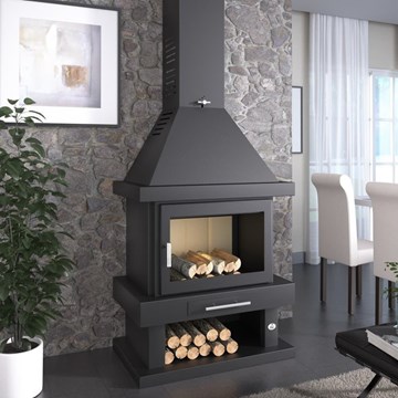 CHIMENEA DE LEÑA C-200 K ( FRONTAL-LEÑERO ) - Imagen 1