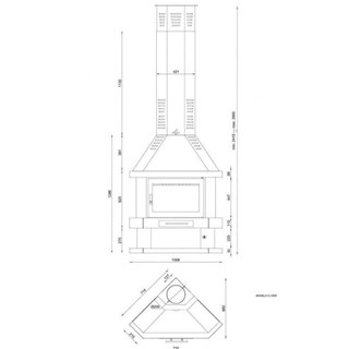 CHIMENEA METÁLICA DE LEÑA DE RINCÓN FM C-300-R - Imagen 2