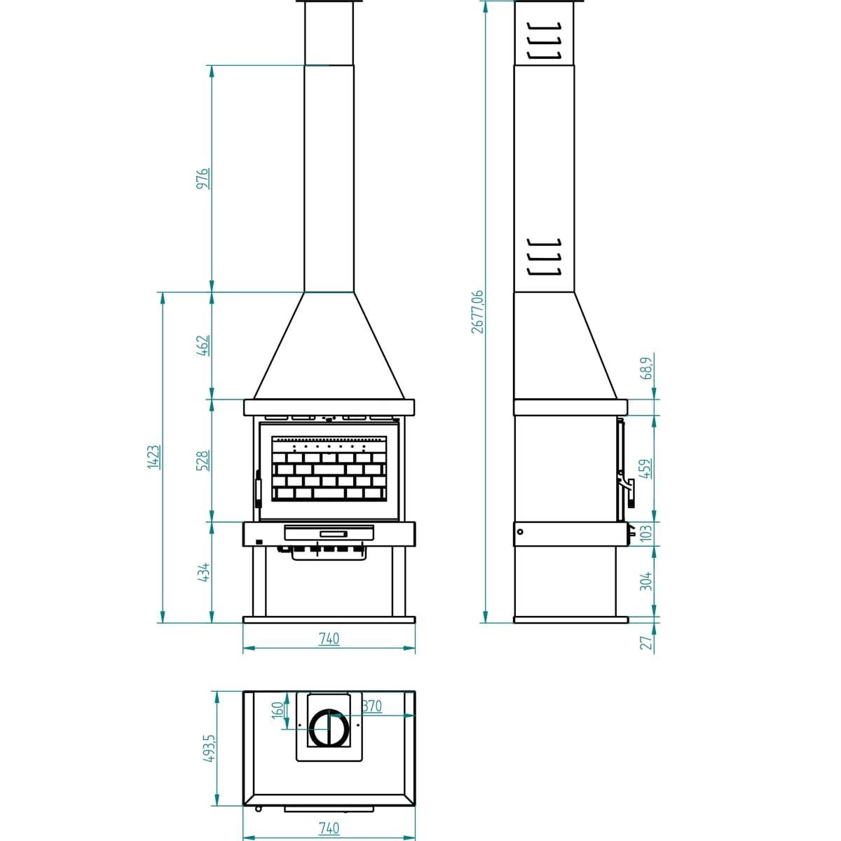 CHIMENEA METÁLICA DE LEÑA DE RINCÓN FM C-300-R VERMICULITA | 10.4 KW