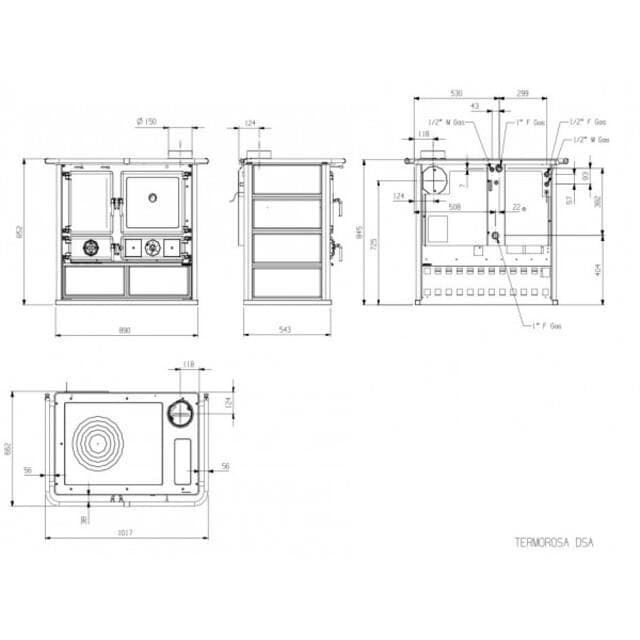 COCINA CALEFACTORA DE LEÑA NORDICA TERMOROSA - Imagen 3